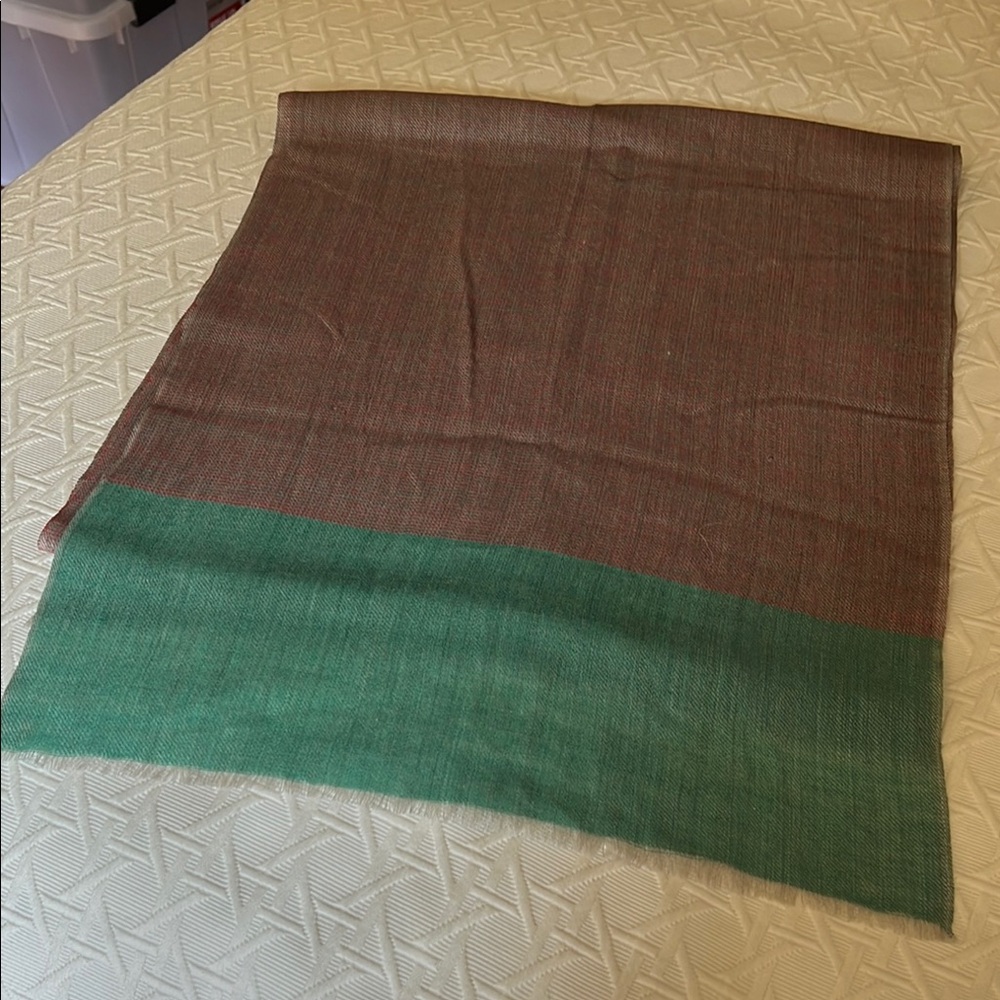 Brown and Green Casual Pencil Scarf
